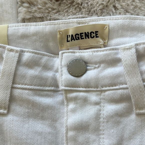 L'AGENCE Kendra High Rise Crop Flare Jeans in Blanc Size 24 - Picture 5 of 7